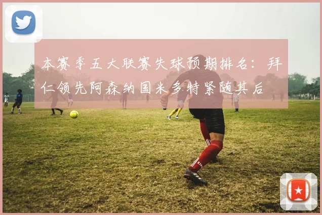 本赛季五大联赛失球预期排名：拜仁领先阿森纳国米多特紧随其后